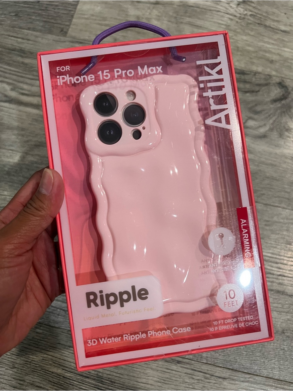 Ripple 3D Water Ripple Phone Case for iPhone 15 Pro Max - Pink